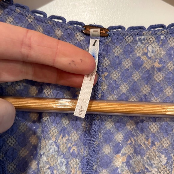 Free People Babydoll Lace Button Front Top Women's Large Sheer Festival Fairy - Picture 4 of 10